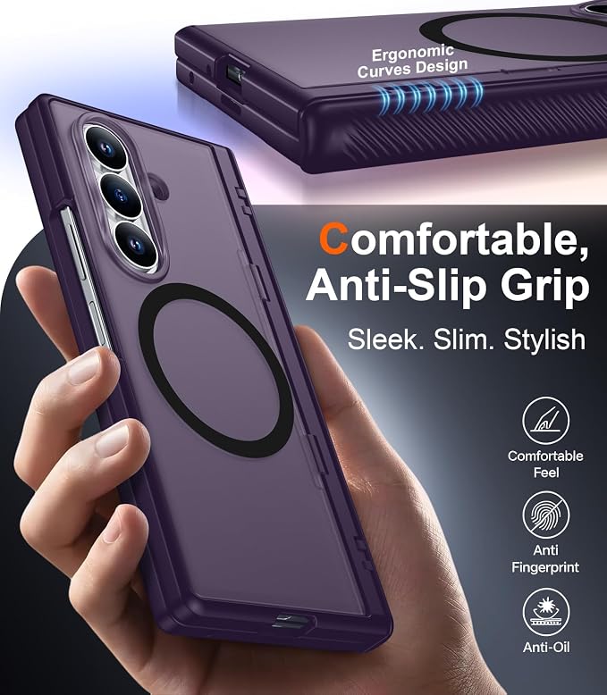 SPIDERCASE Magnetic for Samsung Galaxy Z Fold 8 Ultra Case, Purple | Built-in [Screen Protector] [Stable Kickstand] [Hinge Protection] [Compatible with Magsafe] Military Grade Protective Cover