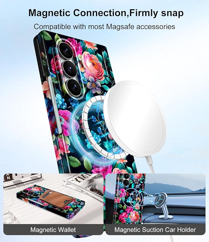 Btscase for Samsung Galaxy Z Fold 7 Case,Built in Front Screen Protector,Gold Glitter Marble Pattern Hard PC Slim Shockproof Full Body Drop Protective Case for Galaxy Z Fold 7 5G, Green