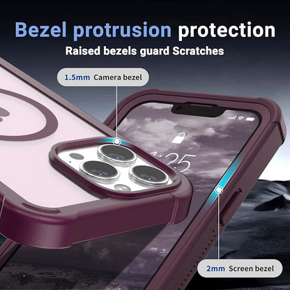jaroco Magnetic for iPhone 13 Pro Max Case, [Compatible with MagSafe][Military Grade Drop Protection][Heavy Duty Protection][Non-Slip][Shockproof] 2-Layer Durable Bumper Phone Case 6.7''-Wine Red