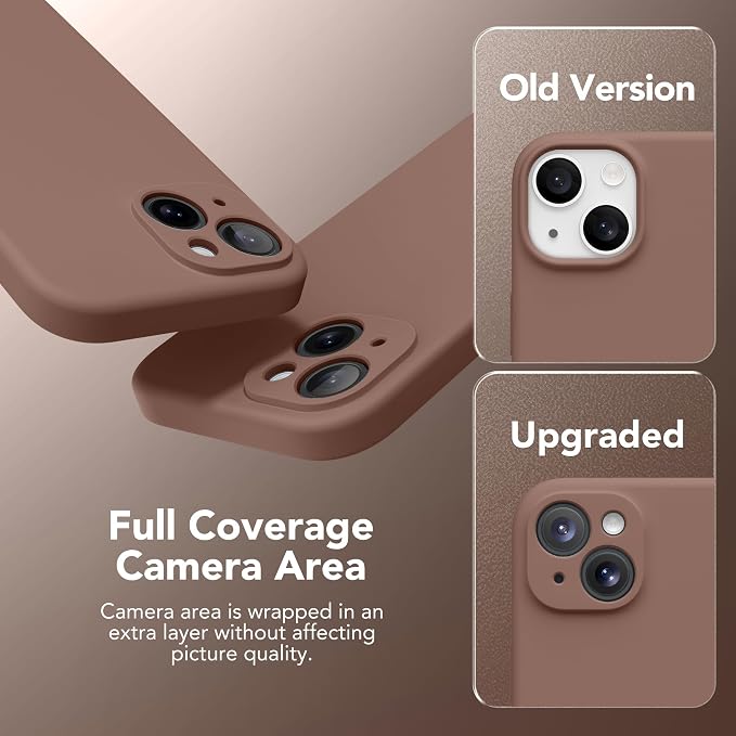 Magnetic for iPhone 14 Case, Compatible with MagSafe, [Full Camera Protection][Screen Protector] Silicone Shockproof Protective Phone Case for iPhone 14 6.1 inch, Brown
