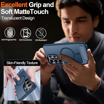 For Samsung Galaxy S26 Ultra Case with Kickstand,1*Screen Protector,[Compatible with Magsafe]Translucent Matte Military-Grade Protection,Magnetic Phone Case for Samsung Galaxy S26 Ultra,6.9"-Blue