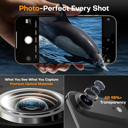 Camera Lens Protector for iPhone Air,Tempered Glass Metal Individual Camera Cover Screen[Anti-drop] Case Friendly- Space Black