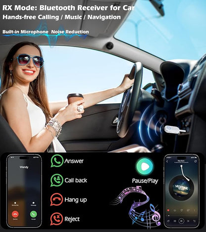 KAIY Airplane Bluetooth Adapter for Headphones, Bluetooth Transmitter for TV PC Headphones, Music Receiver for Home Stereo/Speakers, 3.5mm AUX Jack Wireless Audio Adapter for Car/Boat/Gym