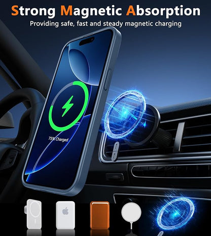 FNTCASE for iPhone 16 Pro Case: [Compatible with Magsafe] Translucent Matte Magnetic Phone Cover - Military Grade Drop Protection Shockproof Protective Cases - Blue