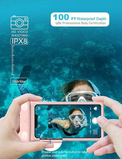 wellhouse 3D Waterproof Phone Pouch with Lanyard,Premium TPU100FT Deep Waterproof Phone Case for iPhone 17 16 15 14 13 12 Pro Max XS Samsung,Snorkeling, Surfing, Kayaking,Skiing,Hot Springs