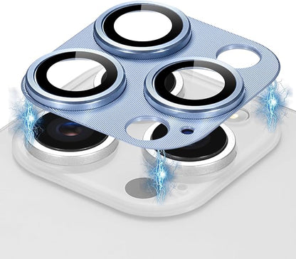 Camera Lens Protector for iPhone 16 Pro/iPhone 16 Pro Max,Aluminum Alloy and 9H Hardness High-Definition Tempered Glass Camera Lens Protection Cover 2 Pack Blue