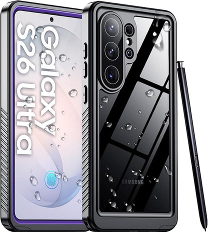 Temdan Designed for Samsung Galaxy S26 Ultra Case Waterproof, Built-in Lens & Screen Protector Military Grade Shockproof Dropproof IP68 Underwater Full Body Phone Case for Galaxy S26 Ultra 6.9"-Purple