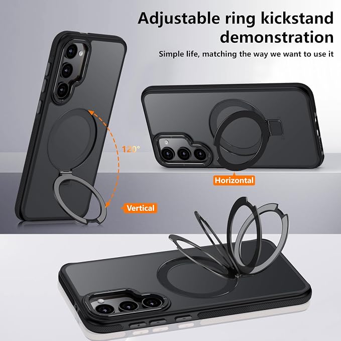 for Samsung Galaxy S23 Plus Case, Magnetic Adjustable Ring Stand [Fit for Magsafe], [Military-Grade Shockproof Protection] Phone Case with Kickstand&Ring Holder (Black)