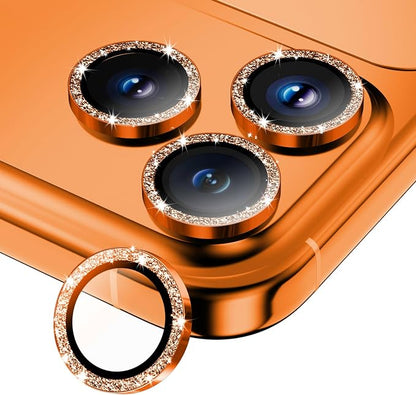Camera Lens Protector for iPhone 17 Pro Max/17 Pro/16 Pro Max/16 Pro/15 Pro Max/15 Pro/14 Pro Max/14 Pro,Tempered Glass Metal Individual Cover[Anti-drop] Case Friendly- Glitter Cosmic Orange