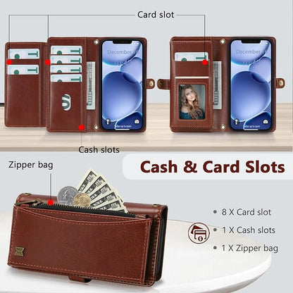Wallet Case for iPhone 12 Pro Max with Card Holder/Crossbody Wallet/Strap| RFID Blocking | Magnetic | Kickstand | Detachable | PU Leather Phone Case for iPhone 12 Pro Max,6.7 in,Brown