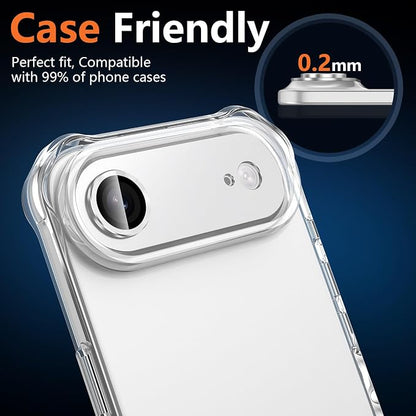 for iPhone 17 Air Camera Lens Protector, [Military Grade Shatterproof] [Strong Adsorption] [Case Friendly] Full Coverage Metal Aluminum Alloy 9H Tempered Glass Camera Screen Cover, Slivery