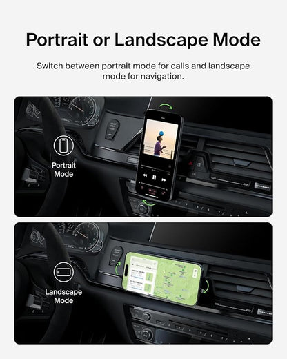 Belkin MagSafe Car Vent Mount Pro, Magnetic Phone Holder for iPhone 16/15/14/13/12, Secure Grip, Portrait & Landscape View, Cable Management, Air Vent Clip, Magsafe Compatible, Silver, Includes Cloth
