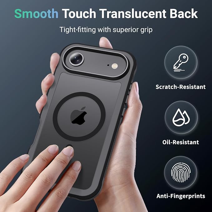 jaroco Magnetic for iPhone Air Case, [Compatible with MagSafe][Military Grade Drop Protection][Heavy Duty Protection][Non-Slip][Shockproof] 2-Layer Durable Bumper Phone Case 6.5''-Black