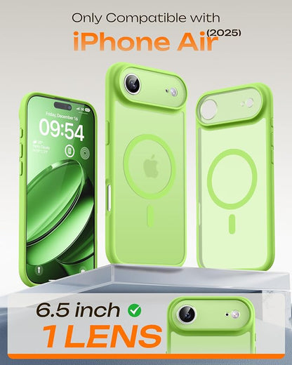 TOCOL for iPhone Air Case, Compatible with Magsafe Charger, Full Camera Protection, Drop Protection, Translucent Matte Phone Case for iPhone 17 Air 6.5 inch (Light Green)