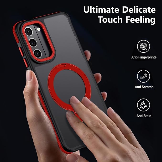 for Samsung Galaxy S22 Case, Magnetic Adjustable Ring Stand [Fit for Magsafe], [Military-Grade Shockproof Protection] Phone Case with Kickstand&Ring Holder (Red)