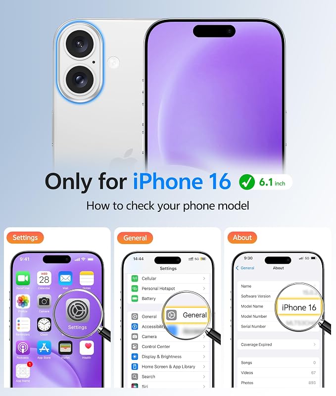 FNTCASE for iPhone 16 Case: [Compatible with Magsafe] Translucent Matte Cases with [Full Camera Protection] [Screen Protector] Military Grade Shockproof Protective Phone Cover - Purple