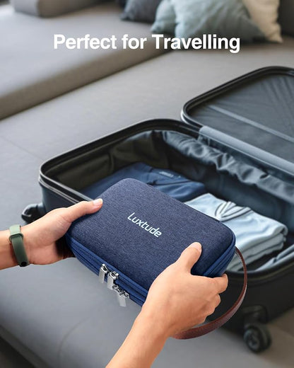 Luxtude Electronic Organizer Travel Case, Double Layer Tech Organizers, Hard Shell Zipper Case for Electronics, Travel Essentials, Blue (External Size 8.5 x 5.9 x 3.1 Inch)