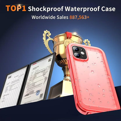 Cozycase Compatible with iPhone 12 Mini Waterproof Case - Full Body Rugged Dustproof Shockproof Case with Built-in Screen Protective Case for iPhone 12 Mini 5.4 inch (Pink)