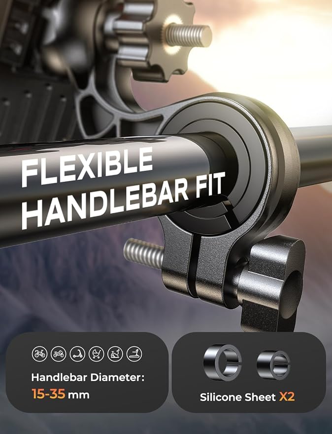 Zewdov Motorcycle Phone Mount [Secure Grip][Anti-Drop], Upgrade Bike Phone Holder [1s Stable Lock], 360° Rotatable Phone Holder for Mountain Bike/ATV, Fits for iPhone/Samsung 4.7-6.9", Screw Mount