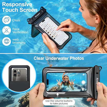 Rynapac IPX8 Waterproof Phone Pouch Floating, [Up to 8.5''] Double Space Waterproof Phone Case with Lanyard for iPhone 17 16 15 Pro Max, Cell Phone Dry Bag for Beach Travel Cruise Ship Essentials