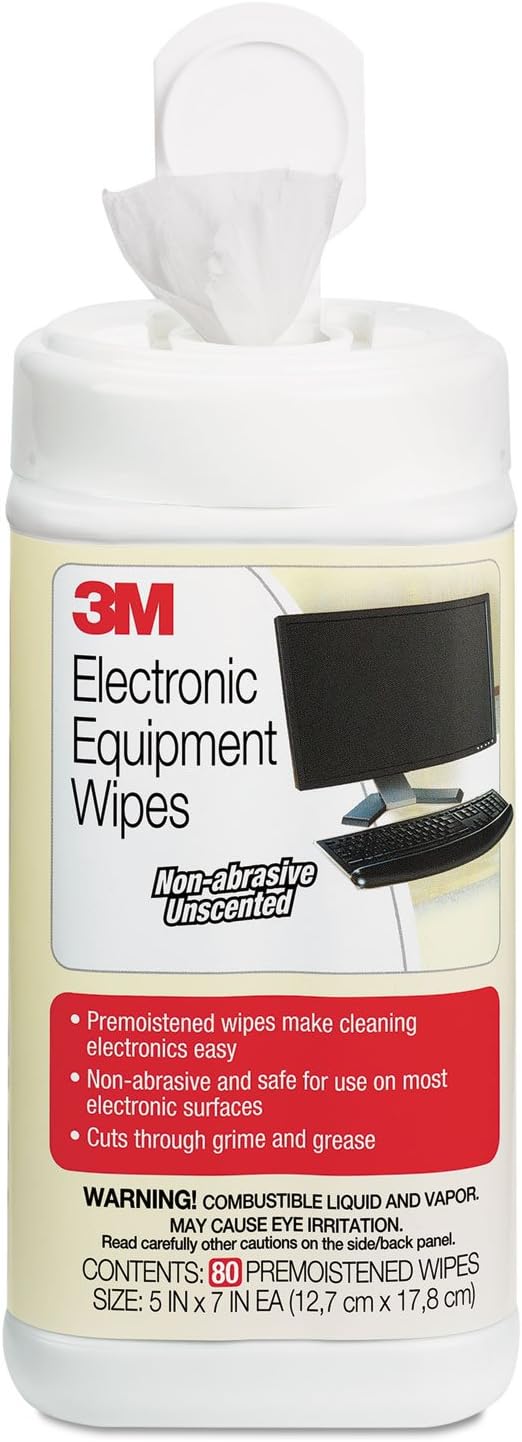 3M Antistatic Wipes, 80-Count Canister, Safe for Use on Most Electronic Devices (CL610)