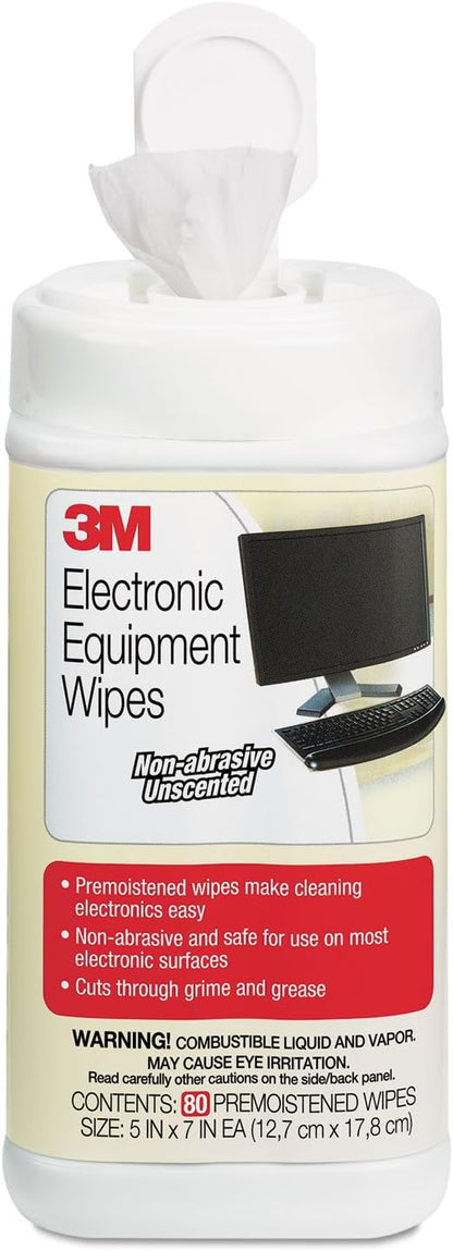 3M Antistatic Wipes, 80-Count Canister, Safe for Use on Most Electronic Devices (CL610)