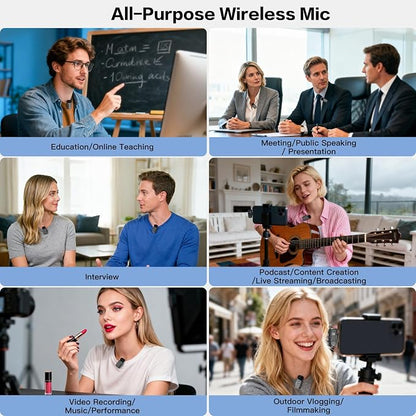 ZealSound Mini Microphone, Wireless Lavalier Mic for iPhone/iPad/Android, USB-C/Lightning, Noise Reduction, 33H Battery with Charging Case for Content Creators, TikTok & YouTube Videos - Transparent