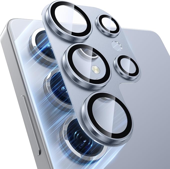 for Samsung Galaxy S25 Ultra Camera Lens Protector, [Military Grade Shatterproof] [Strong Adsorption] Matte Alloy Metal Ring Glass Camera Screen Protector for Galaxy S25 Ultra,Blue