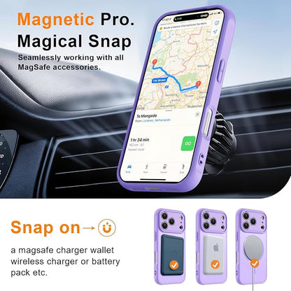 MOCCA Magnetic for iPhone 17 Pro Max Case, (Compatible with Magsafe) (16FT Military Grade Protection) Full Camera Protection Anti-Fingerprint Slim Translucent Matte Phone Cover 6.9",Light Purple