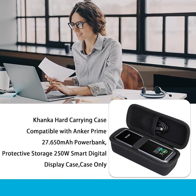 khanka for Anker Prime Power Bank 27650mAh 250W/Anker Zolo A1695 Power Bank 25K 165W Traveling Case,Case Only (Black).
