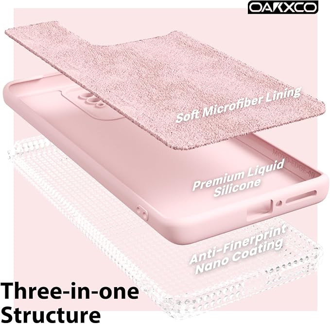 oakxco for Motorola Moto Edge 2023 Phone Case Liquid Silicone, Thin Slim Soft Rubber Gel TPU Plain Protective Simple Cover for Women Girl Cute, Matte Solid Color Aesthetic, Pink Sand