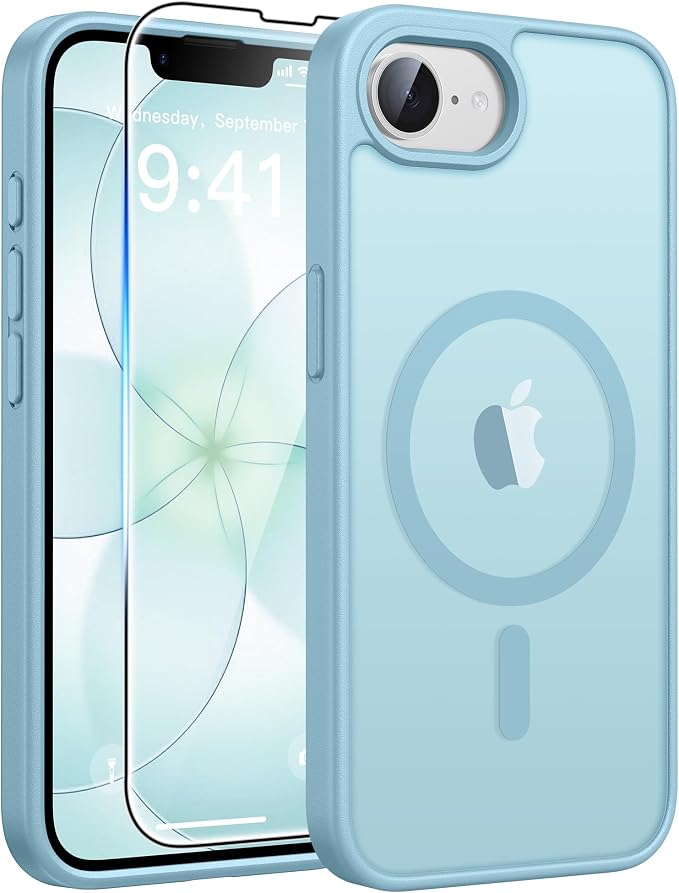 FNTCASE for iPhone 17e Case: iPhone 16e Phone Case [Compatible with Magsafe] Translucent Matte Cases with [Screen Protector] Military Grade Shockproof Protective Phone Cover - Teal