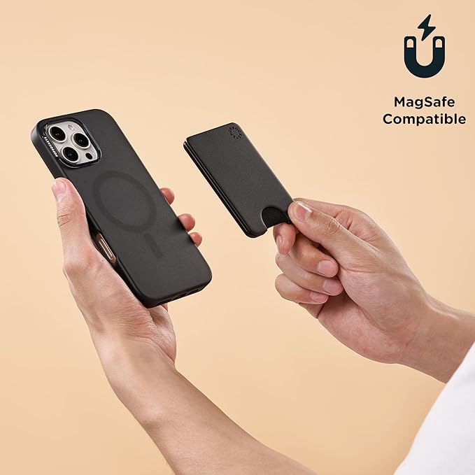 PopSockets Phone Wallet for MagSafe, Phone Card Holder without Grip, Black - Black