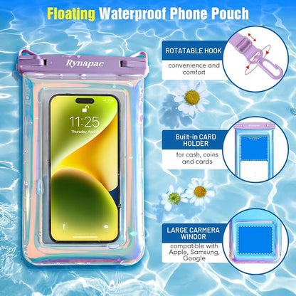 [Up to 10''] Waterproof Phone Pouch Floating, IPX8 Underwater Cell Phone Holder with Lanyard for iPhone 17 16 15 14 Pro Max, Galaxy S25 S24 S23 Ultra, Beach Cruise Ship Essentials Travel Must Haves
