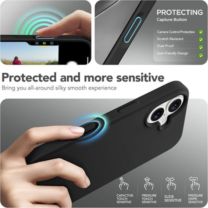 GONEZ Magnetic for iPhone 17 Case, Compatible with MagSafe, [Screen Protector + Camera Lens Protector], Liquid Silicone Anti-Scratch Shockproof Protective Phone Case 6.3 inch, Black