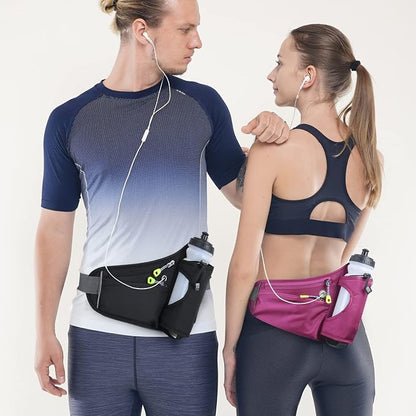 HOTEMIA Fanny Pack with Water Bottle Holder, Hydration Running Belt for Men Women Adjustable Strap Waist Bag Suitable for Hiking Running Walking Jogging Camping(Bottle Not Included) (Black)