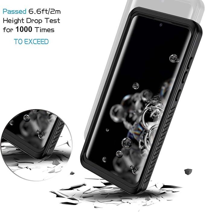 Lanhiem for Samsung Galaxy S20 Ultra Case, IP68 Waterproof Dustproof with Built-in Screen Protector, Heavy Duty Full Body Protective Phone Case for Samsung S20 Ultra 5G, Black/Clear