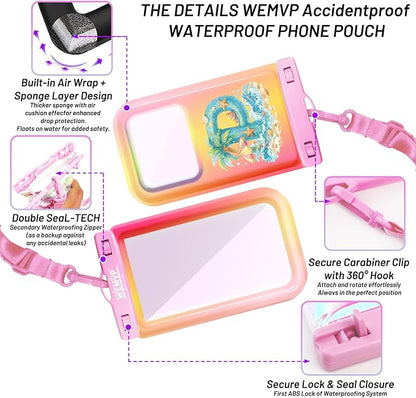 Personalized Initial Waterproof Phone Pouch Case - IPX8 Cellphone Dry Bag with Lanyard for iPhone 16/15/14/13/12 Pro Max (6.1–6.9"), Beach & Cruise Ship Essentials with Monogrammed Design (Pink, P)