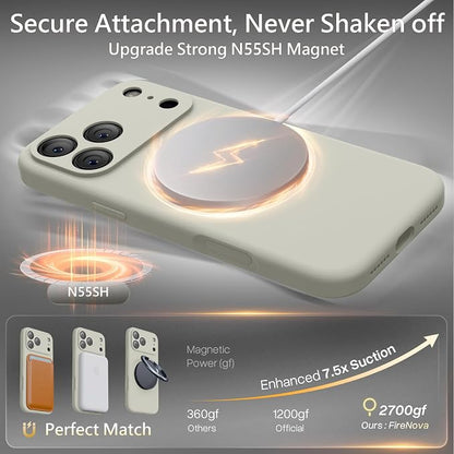 FireNova Magnetic for iPhone 17 Pro Max Case, Compatible with MagSafe, [Integrated Silicone Camera Control Button] [Camera Protection] Anti-Scratch Microfiber Lining Phone Case, 6.9", Stone