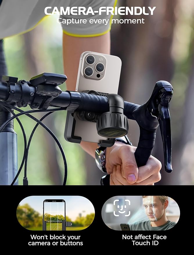 Bike Phone Holder, [Camera Friendly] [Military Anti-Shake] Motorcycle Phone Mount, [1s Lock] Bicycle Phone Holder Handlebar Phone Mount for Scooter Bike Accessory for iPhone/Samsung/All Phones 4.7-7"