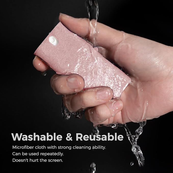 CLICK CLEAN Touchscreen Mist Cleaner, Screen Cleaner, All in One Screen Cleaner Spray with Microfiber and Phone Stand for All Phones, Laptop and Tablet Screens (Pink)