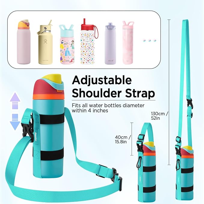EasyAcc Water Bottle Holder Strap Sling, for Owala FreeSip 24 32 40 oz, Hydro Flask, Cirkul, Yeti, Stanley Flip, Universal Water Bottles, with Carabiner, for Walking Curise Travel (Bottle Excluded)