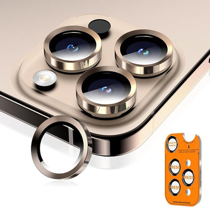 Camera Lens Protector for iPhone 17 Pro Max/17 Pro/16 Pro Max/16 Pro/15 Pro Max/15 Pro/14 Pro Max/14 Pro, Tempered Glass Metal Individual Camera Cover[Anti-drop] Case Friendly-Desert Titanium