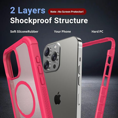jaroco Magnetic for iPhone 15 Pro Case, [Compatible with MagSafe][Military Grade Drop Protection][Heavy Duty Protection][Non-Slip][Shockproof] 2-Layer Durable Bumper Phone Case 6.1''-Rose