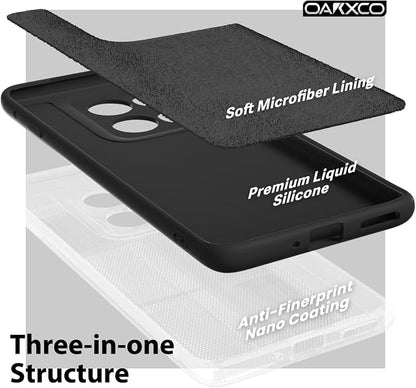 oakxco for Motorola Moto Edge 2025 Phone Case Liquid Silicone, Thin Slim Soft Rubber Gel TPU Plain Protective Simple Cover for Women Girl Cute, Matte Solid Color Aesthetic, Black