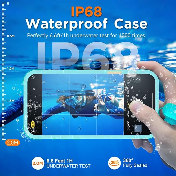 WIFORT for iPhone 17 Pro Max Waterproof Case, [Fit for Magsafe] with Sapphire Lens & Screen Protector, IP68 Full Body 15FT Military Shockproof, Magnetic Frosted Phone Cover with Lanyard, 6.9" Teal