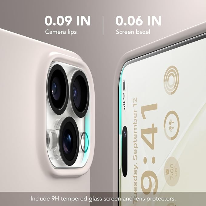 GONEZ Magnetic for iPhone 15 Pro Case, Compatible with MagSafe, [Screen Protector + Camera Lens Protector], Silicone Shockproof Anti-Scratch Protective Phone Case 6.1 inch, Stone
