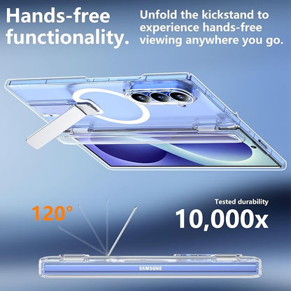 For Samsung Galaxy Z Fold 8 Ultra Case with Kickstand & Screen Protector | MagSafe-Compatible,Military Grade Drop Tested Non-Slip Slim Shockproof Case for Samsung Galaxy Z Fold 8 Ultra-Clear