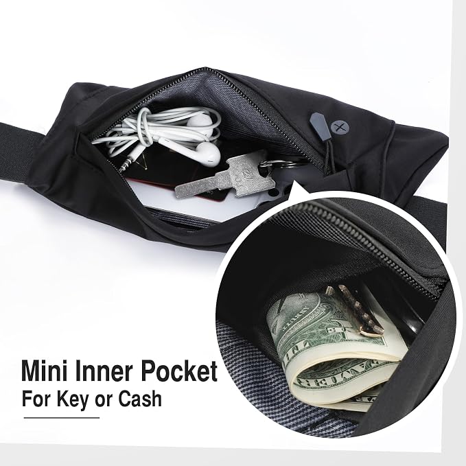 WHIPPY Slim Running Belt Fanny Pack for Women Men Elastic Runners Belt Waist Pouch Chest Bag Phone Holder Waist Pack for Running Hiking
