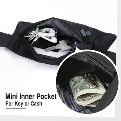 WHIPPY Slim Running Belt Fanny Pack for Women Men Elastic Runners Belt Waist Pouch Chest Bag Phone Holder Waist Pack for Running Hiking
